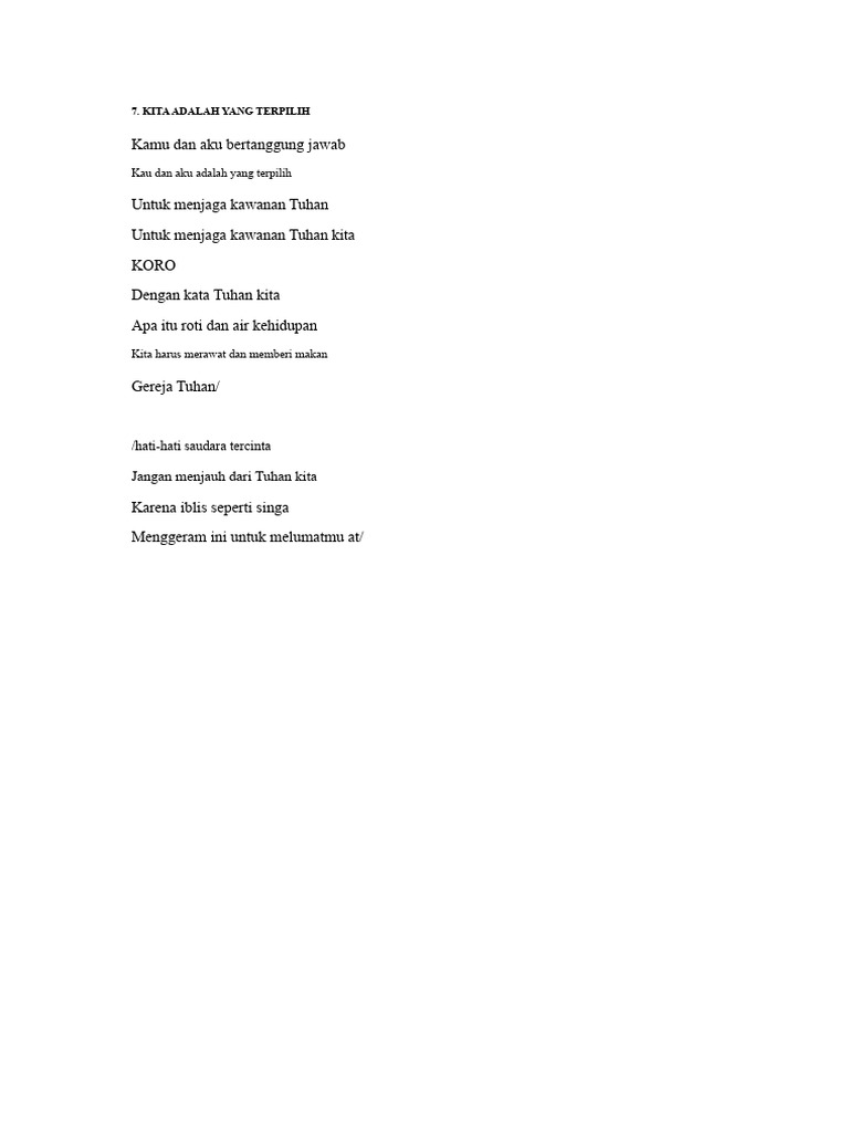 Lirik Lagu Rohani: Kesetiaan dan Iman | PDF