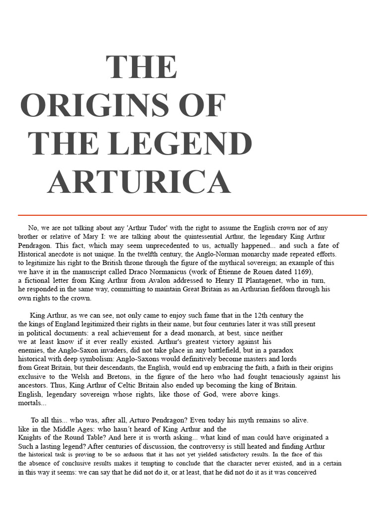 Origins of The Arthurian Legend | PDF | King Arthur | Medieval Literature