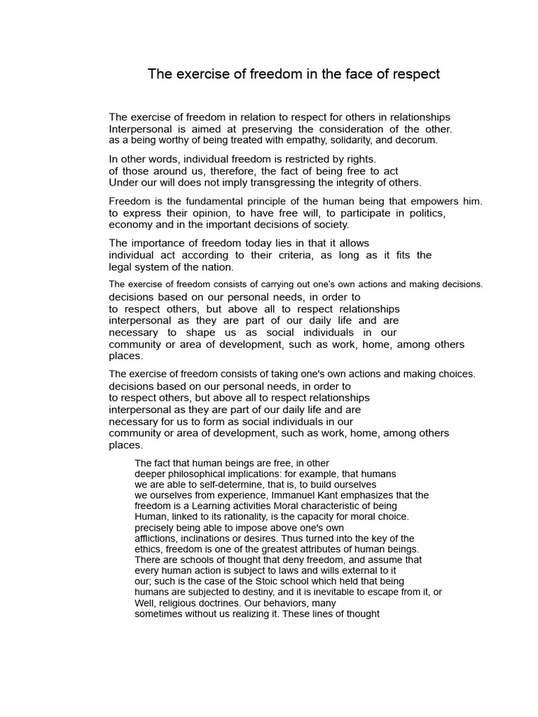 Balancing Freedom and Respect in Relationships | PDF | Free Will ...