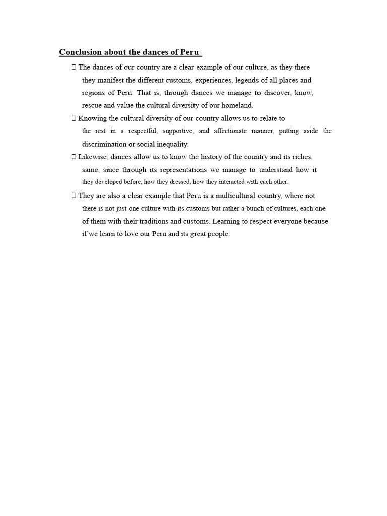 Conclusion About The Dances of Peru | PDF