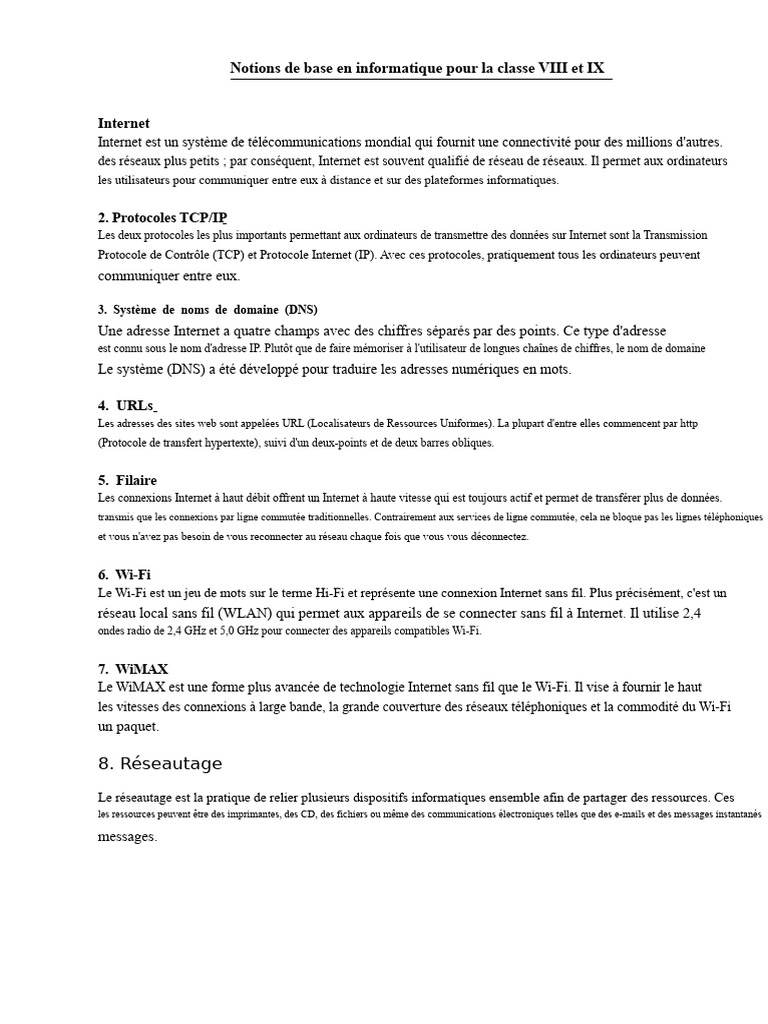 Notions de base en informatique pour VIII-IX | PDF | Système d ...