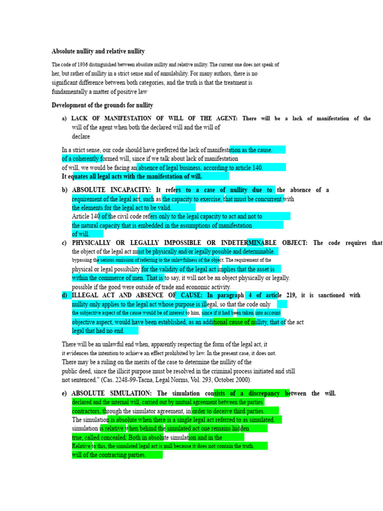 Understanding Nullity in Legal Acts | PDF | Annulment | Guarantee