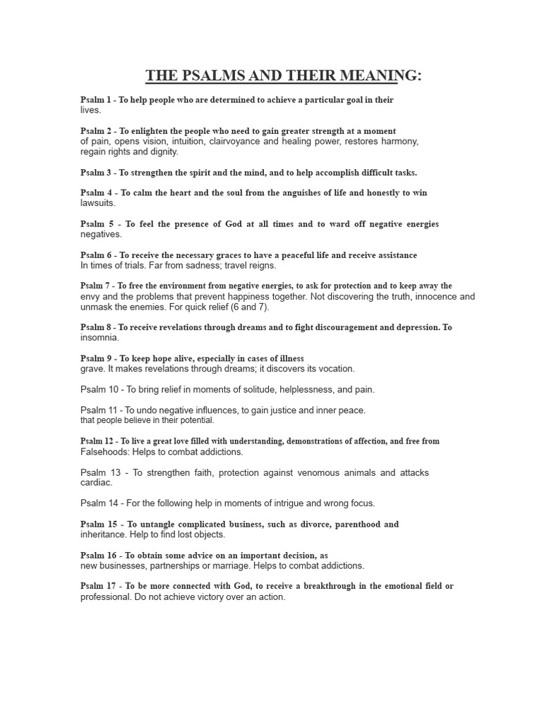 Meanings of the Psalms Explained | PDF | Love | Peace