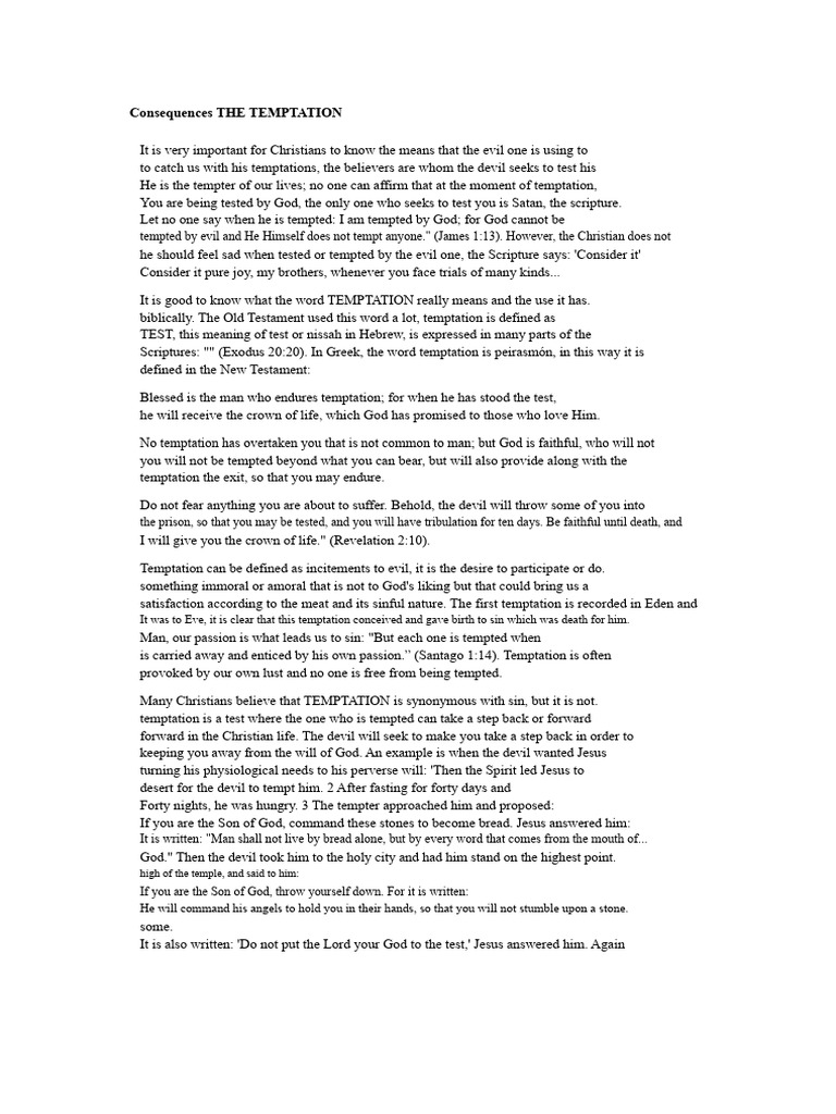 Understanding Temptation's Consequences | PDF | Satan | Religious ...