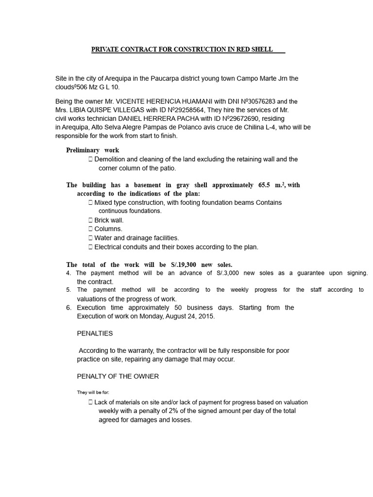 Private Construction Contract in Gray Shell | PDF