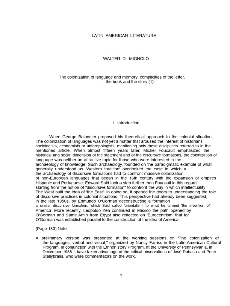 Colonization of Language in Latin America | PDF | Discourse | Spanish ...