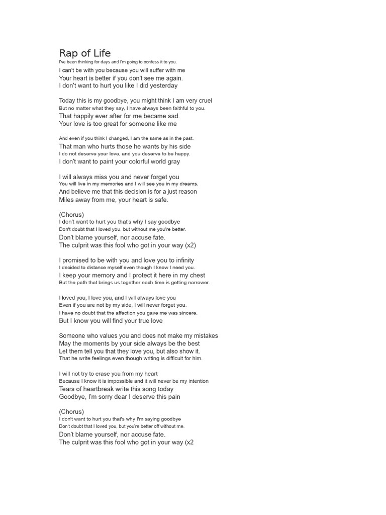 Heartfelt Goodbye in Rap Lyrics | PDF