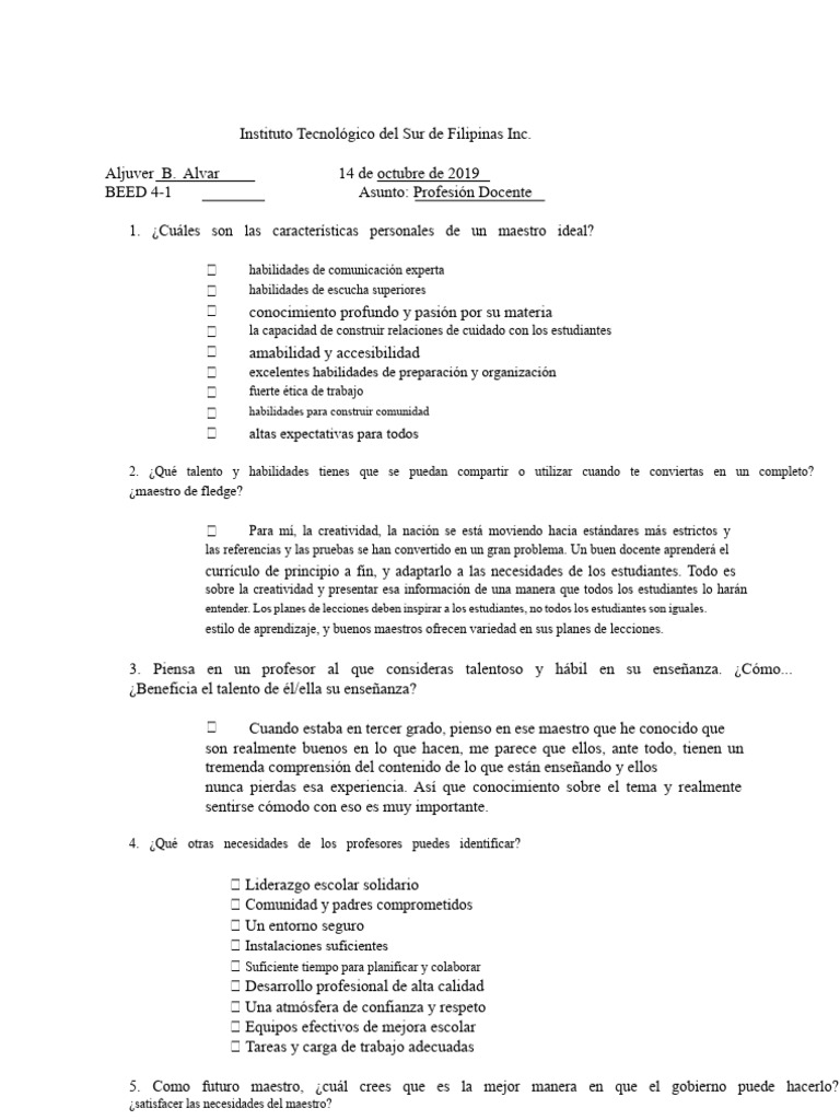 Características del Maestro Ideal y su Impacto | PDF | Aprendizaje ...