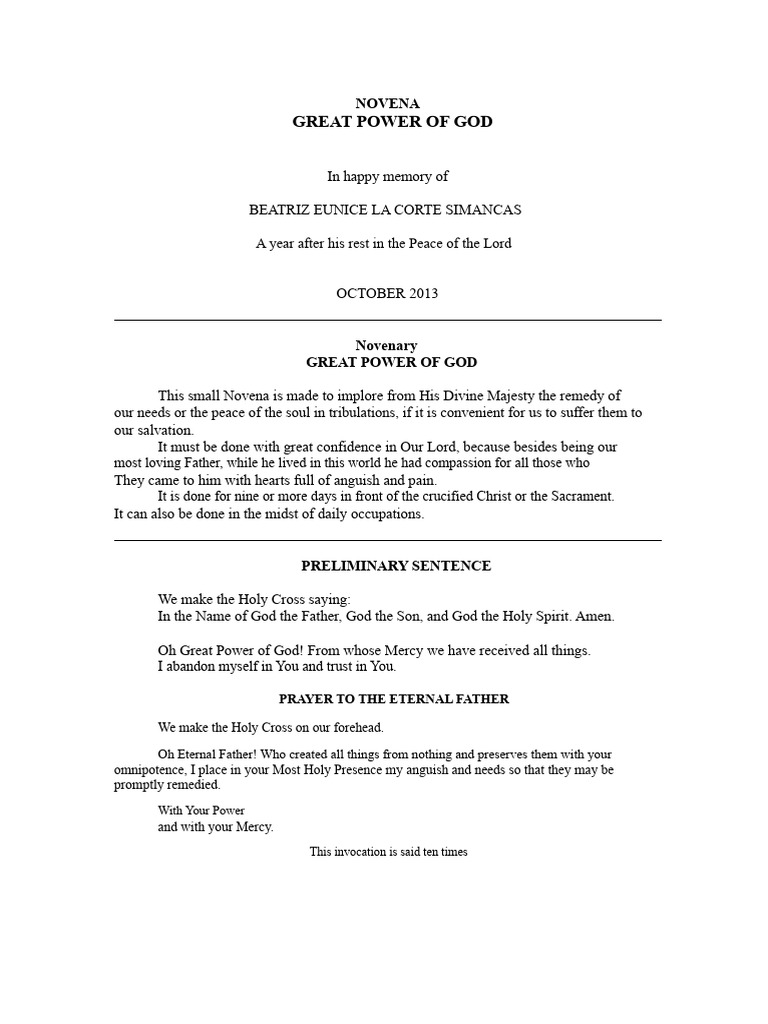 Novena for Divine Mercy and Peace | PDF | God The Father | Prayer