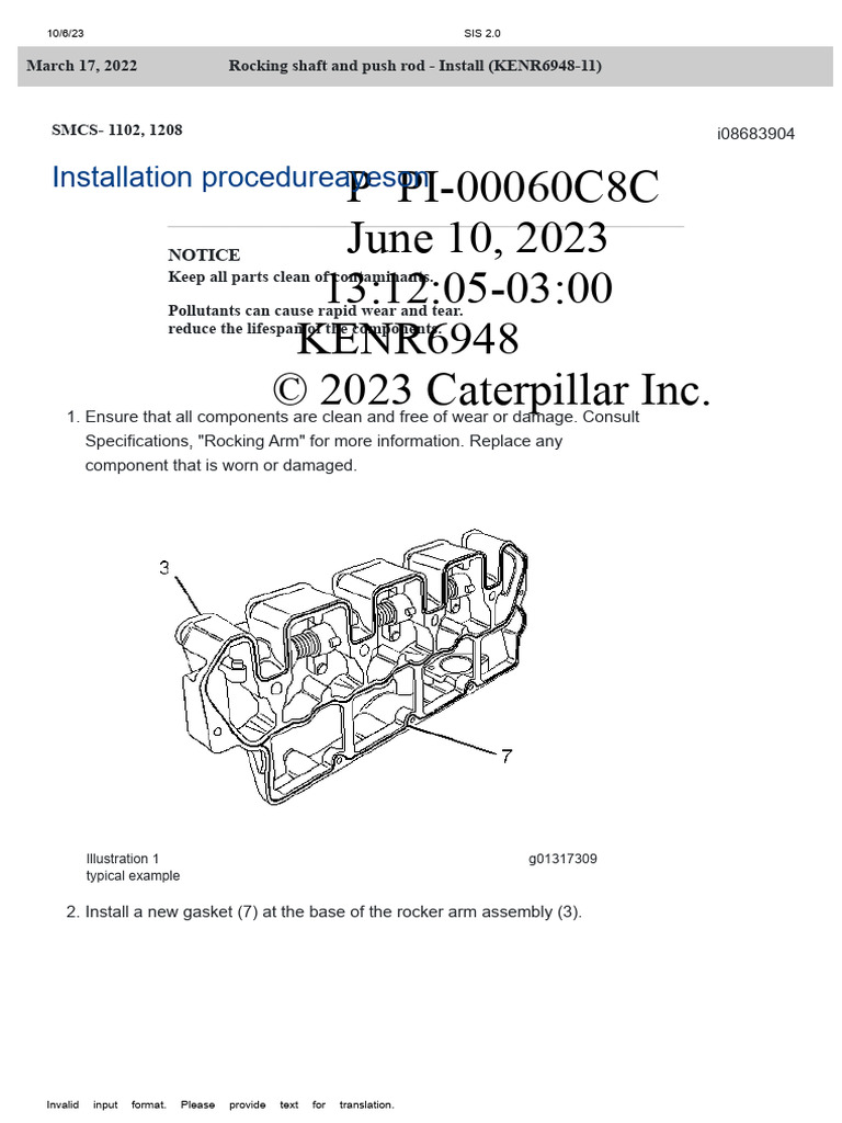 Rocker Shaft and Push Rod Installation Guide | PDF | Mechanical ...