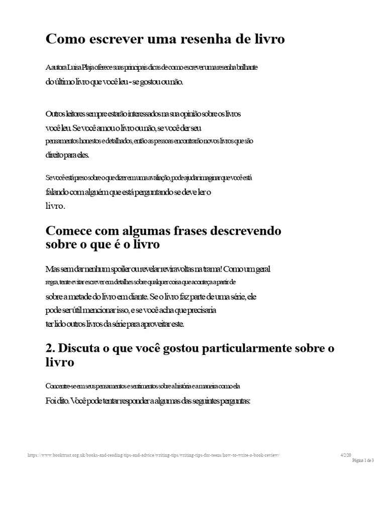 Dicas para Escrever uma Resenha de Livro | PDF | Livros