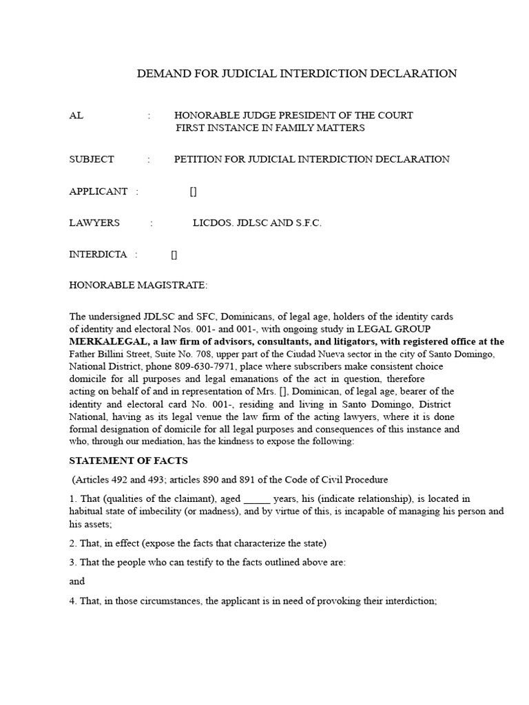Petition for Judicial Interdiction | PDF | Government | Common Law