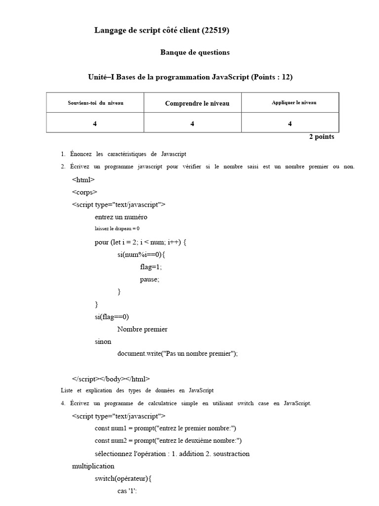 Introduction à la programmation JavaScript | PDF | JavaScript ...