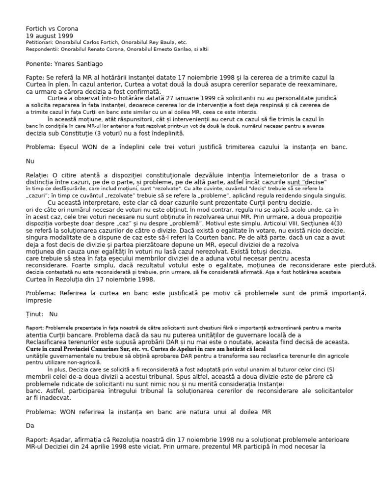 Fortich Vs Corona | PDF