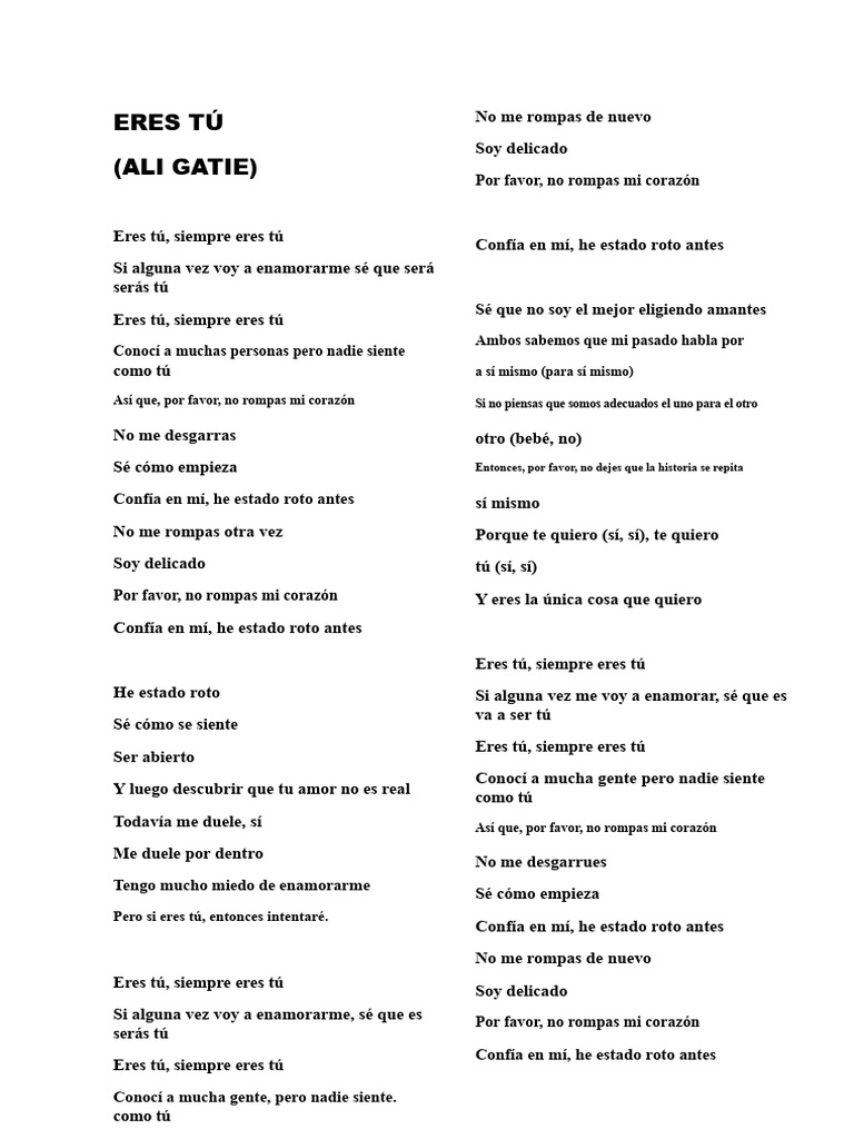 No me rompas el corazón: Ali Gatie | PDF