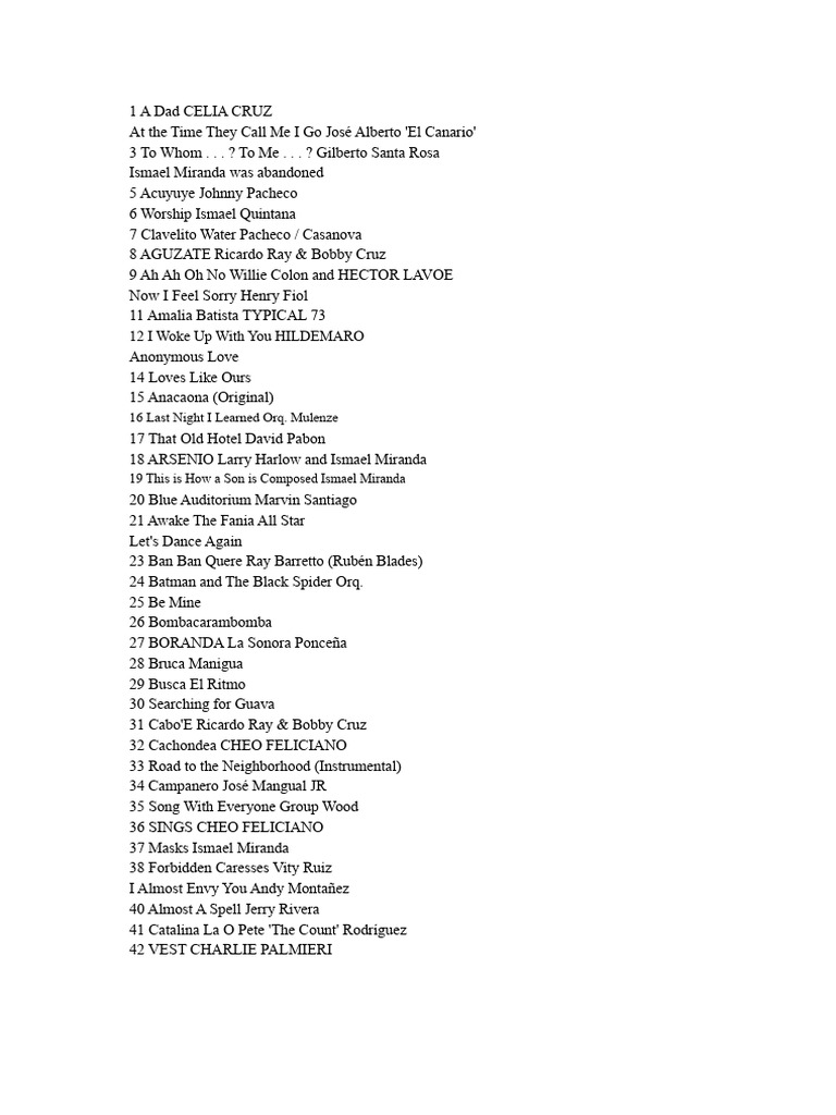 Salsa Music Compilation and Artists | PDF