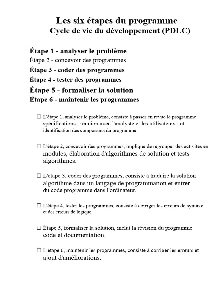 Les étapes clés du PDLC en développement | PDF