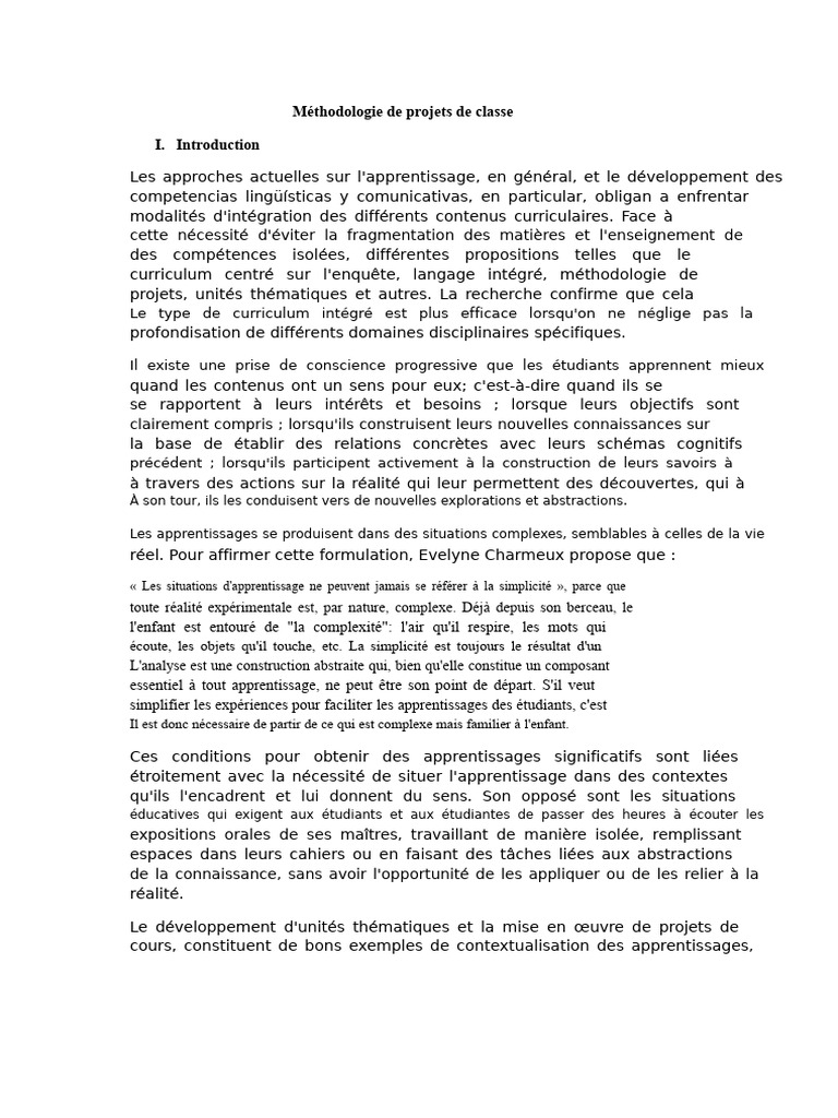Méthodologie de projets en classe | PDF | Apprentissage | Pédagogie
