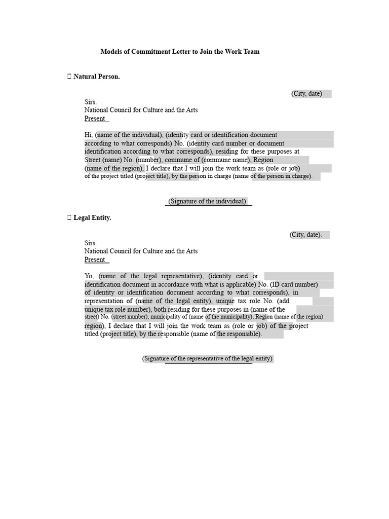 Commitment Letter To Join The Work Team | PDF