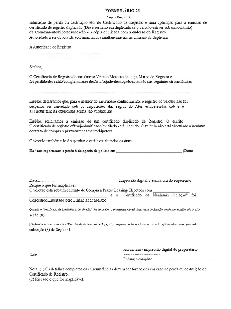 FORMULÁRIO 26 | PDF