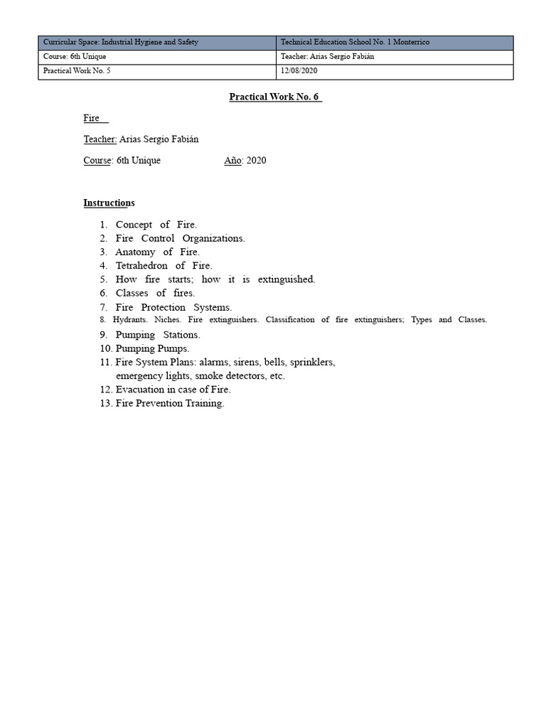 Practical Work No. 6 Fire | PDF