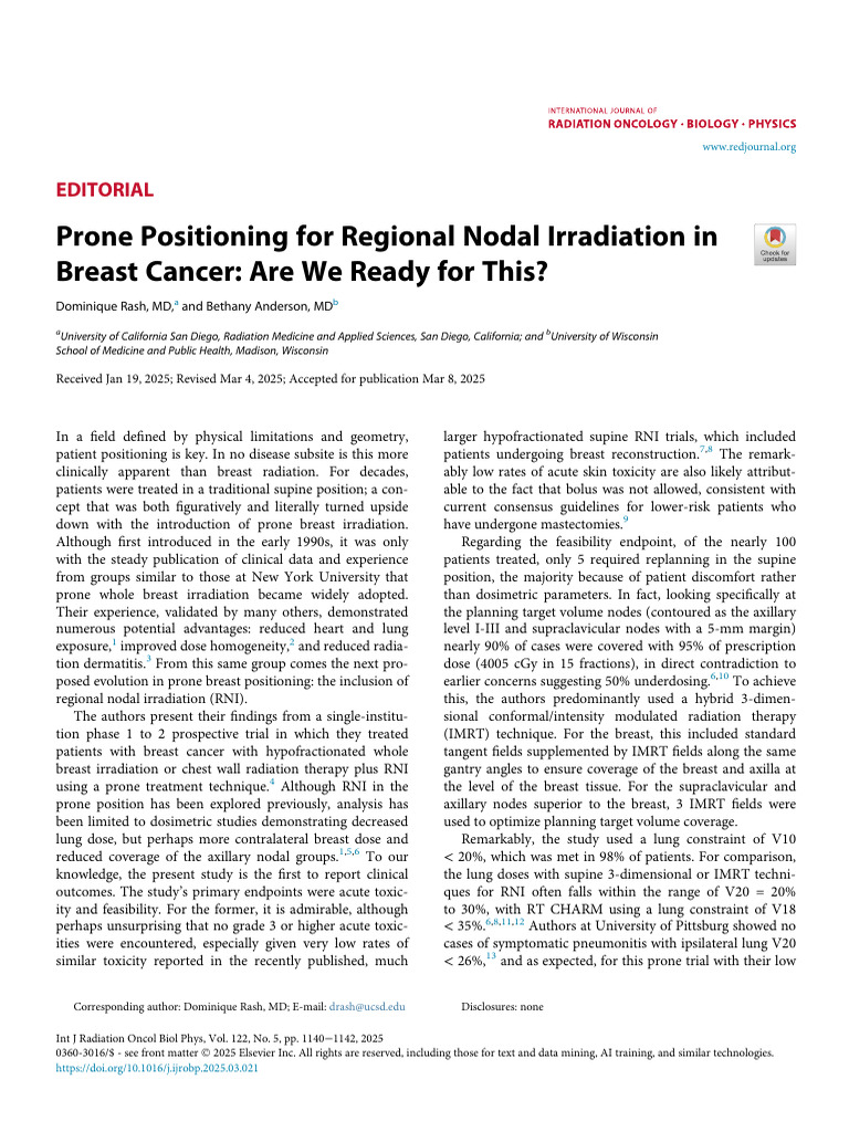 Prone Positioning in Breast Cancer RNI | PDF | Radiation Therapy ...