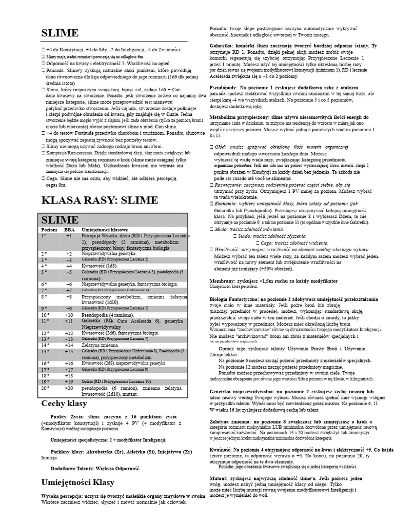 Rasa I Klasa Slime | PDF
