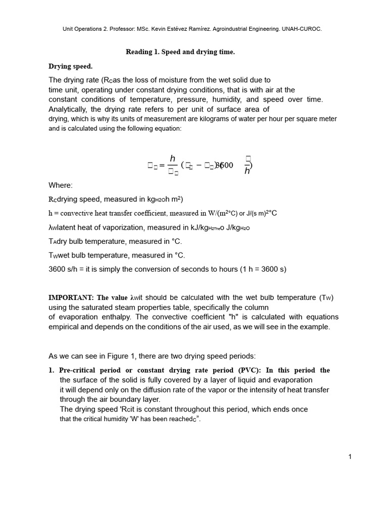 Reading 1. Speed and Drying Time | PDF | Heat Transfer | Humidity