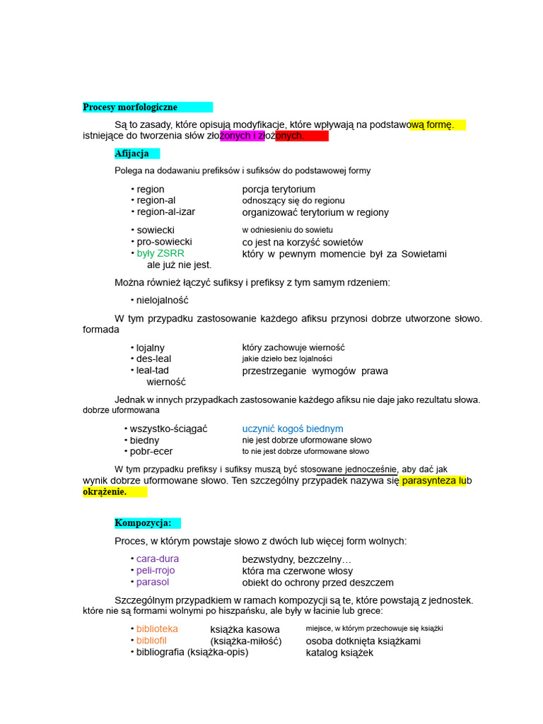 Procesy Morfologiczne | PDF