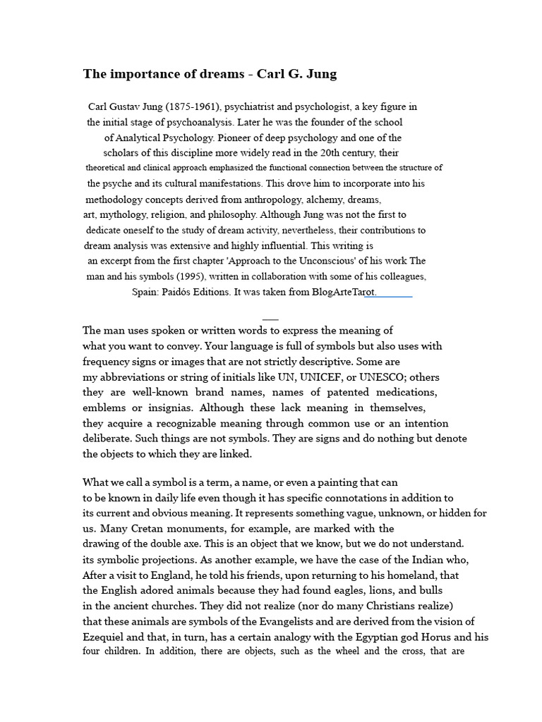 Jung's Insights on Dream Symbolism | PDF | Unconscious Mind | Carl Jung