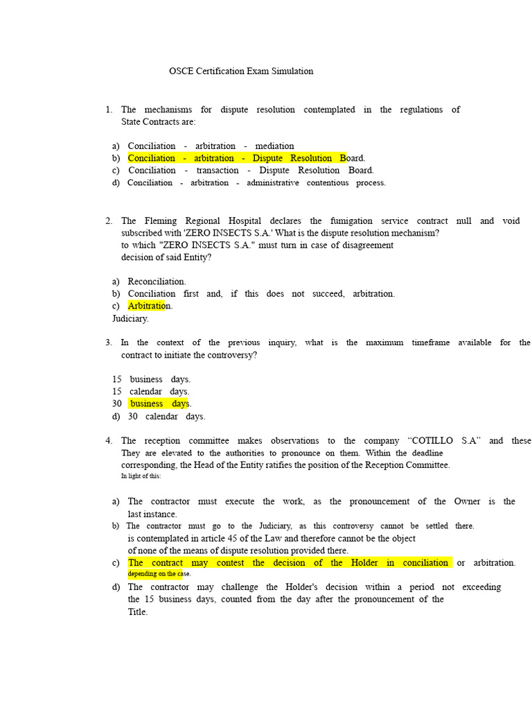 OSCE Exam: Dispute Resolution Mechanisms | PDF | Arbitration | Justice