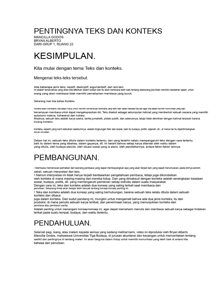 Pentingnya Teks dan Konteks dalam Komunikasi | PDF