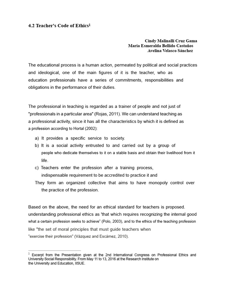Teacher's Code of Ethics Overview | PDF | Profession | Value (Ethics)