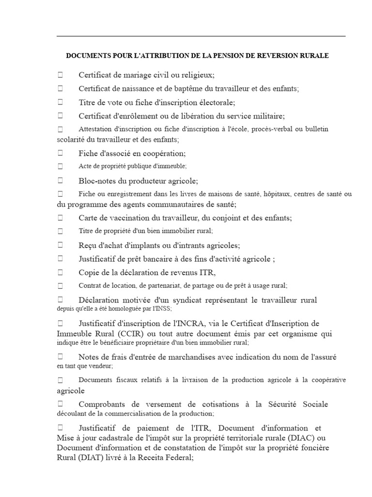 Documents pour pension de réversion rurale | PDF | Certificat de naissance