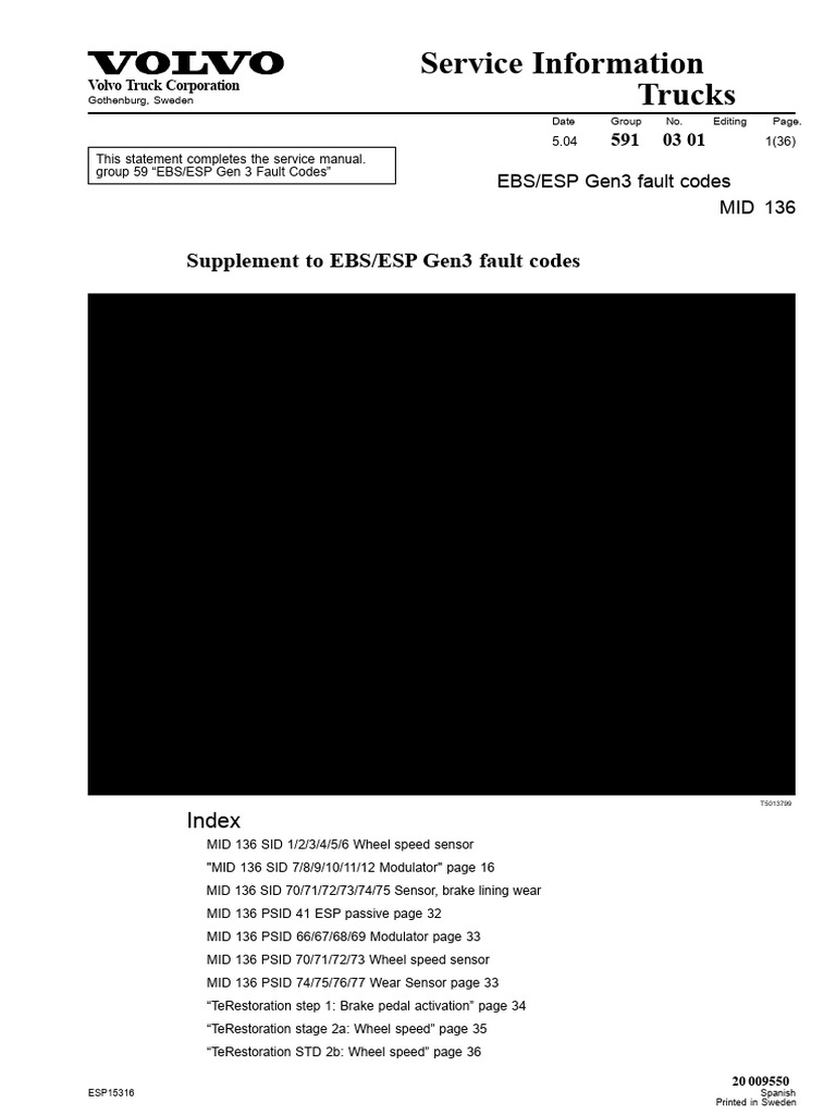Volvo EBS MID 136 Fault Codes Guide | PDF | Anti Lock Braking System | Axle
