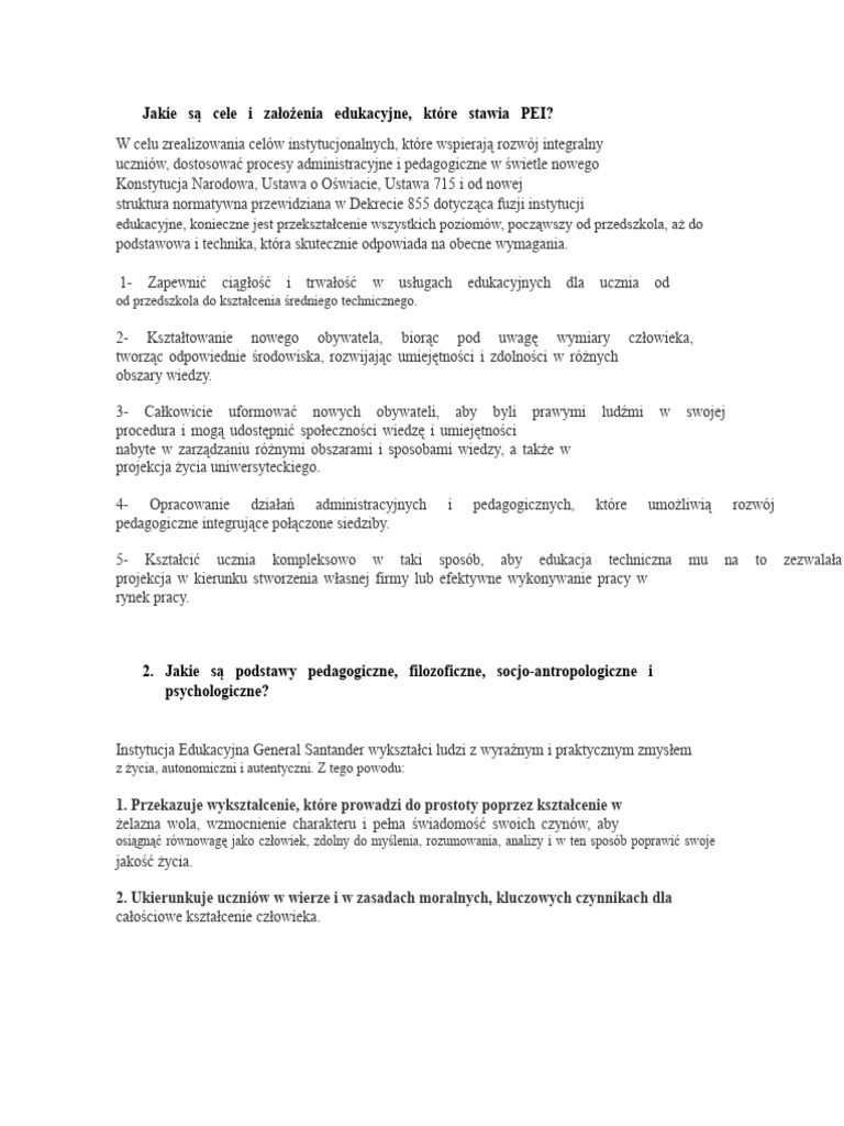 Zadane Pytania Dotyczące Wybranego Pei | PDF