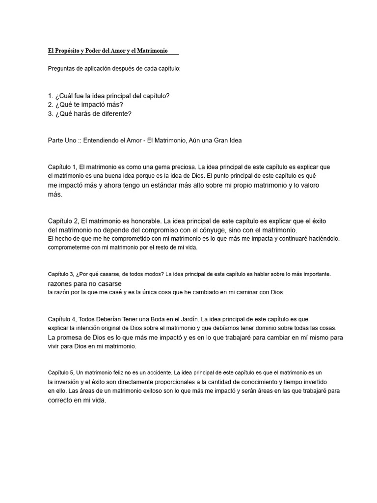 El Propósito y Poder Del Amor y El Informe Sobre El Matrimonio | PDF ...