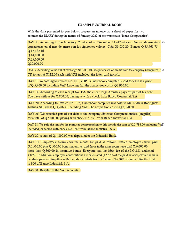 January 2022 Warehouse Journal Entries | PDF