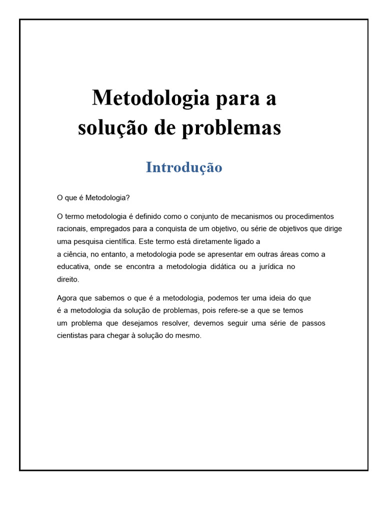 Metodologia para Resolver Problemas | PDF | Metodologia | Science