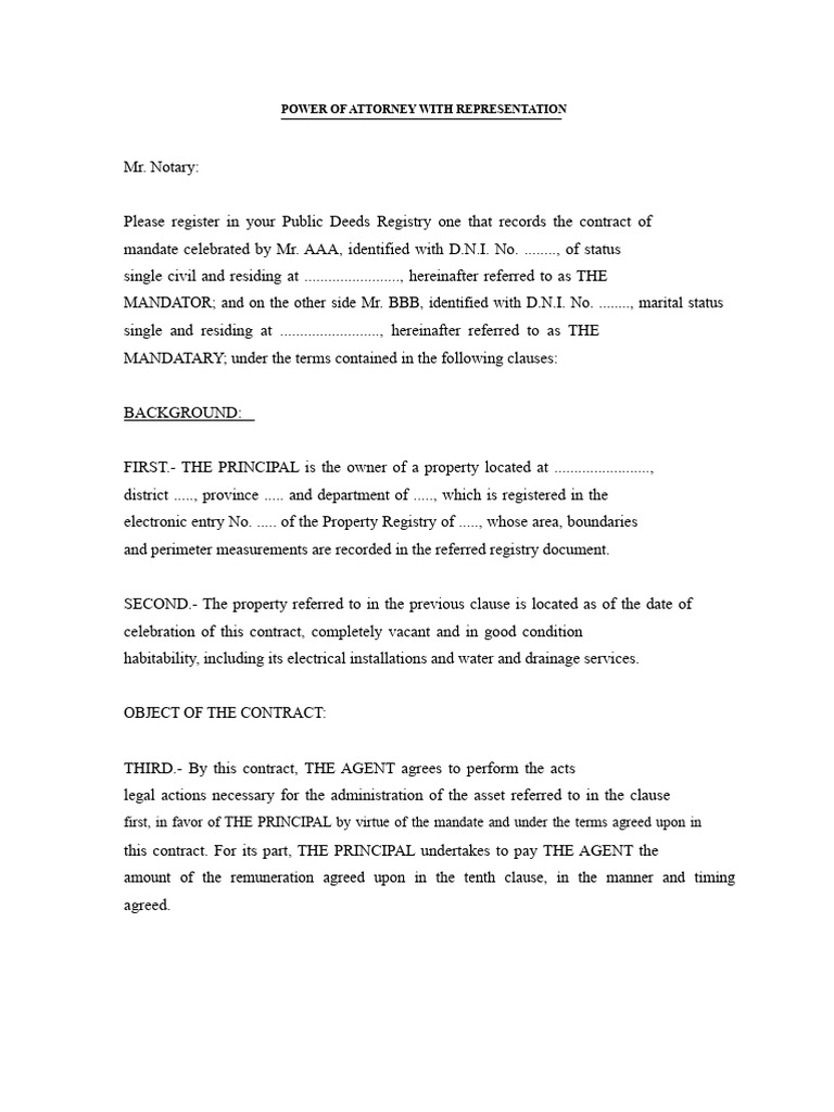 Mandate With Representation | PDF | Taxes | Power Of Attorney