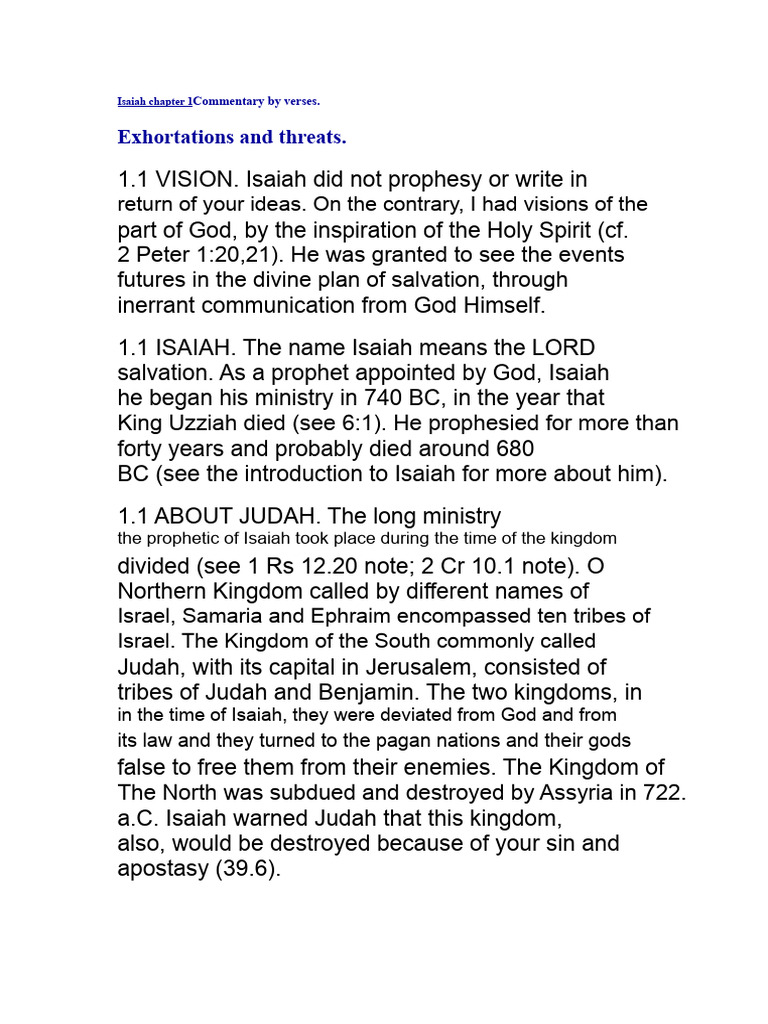 Isaiah Chapter 1 Commentary Analysis | PDF | Isaiah | Book Of Isaiah