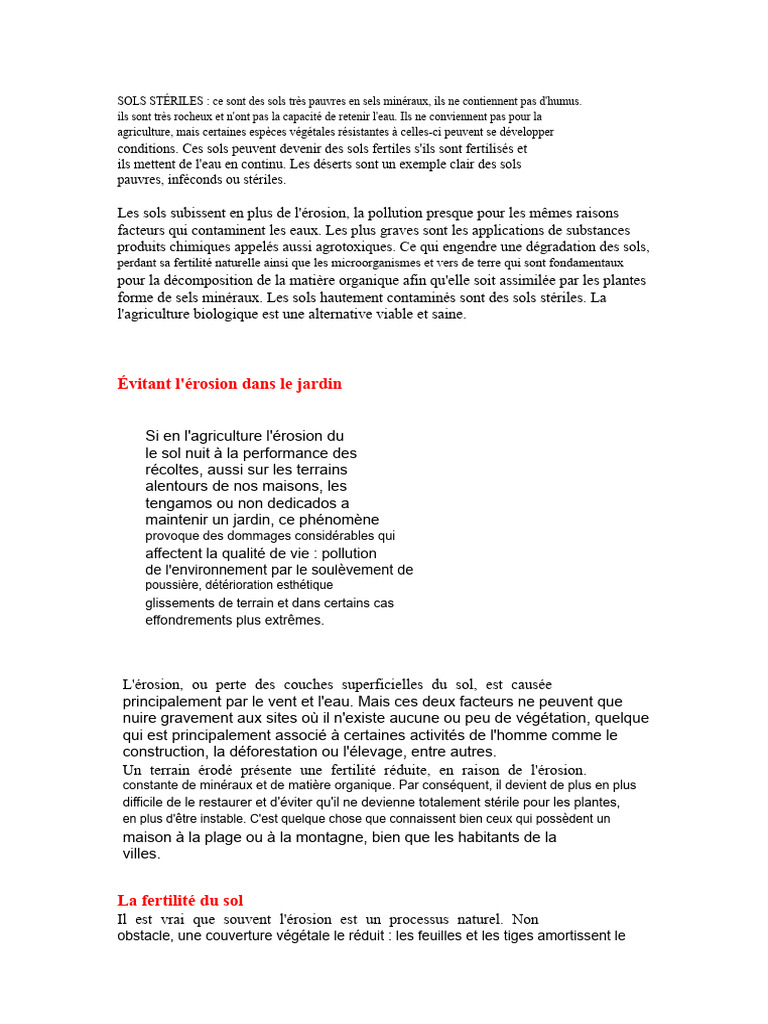 Sol Stérile | PDF | Sol (pédologie) | Fertilité des sols