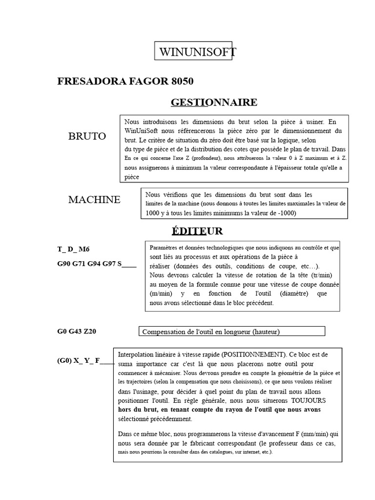 Programmation WinUniSoft pour Usinage | PDF | Usinage | Métallurgie