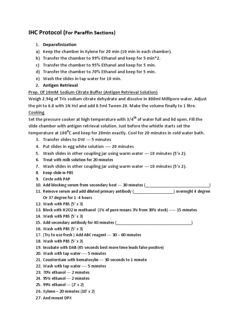 IHC Protocol | PDF | Chemical Substances | Chemistry