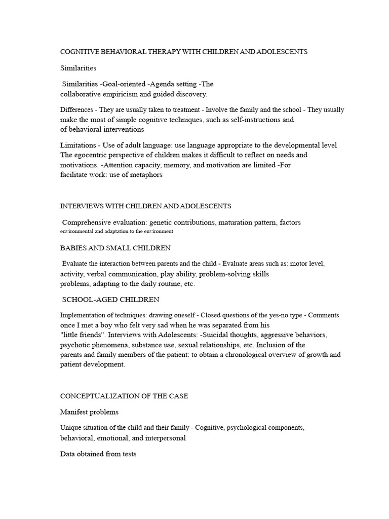 Cognitive Behavioral Therapy With Children and Adolescents | PDF ...