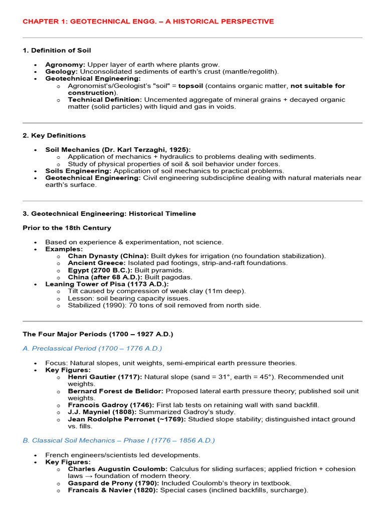 Historical Overview of Geotechnical Engineering | PDF | Density ...