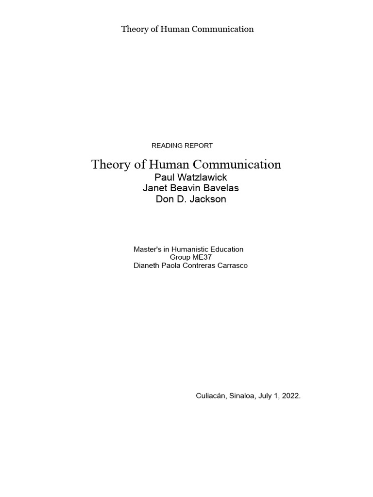 Understanding Human Communication Theory | PDF | System | Communication