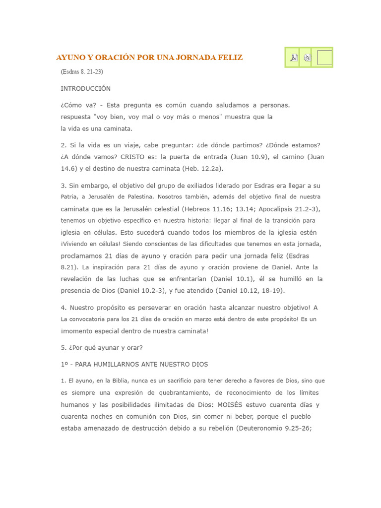 21 Días de Ayuno y Oración en Fe | PDF | Oración | eucaristía