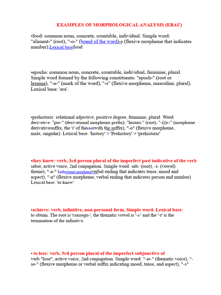 Morphological Analysis Examples EBAU | PDF