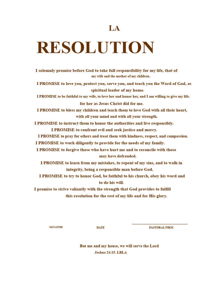 Family Commitment Resolution Document | PDF